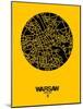 Warsaw Street Map Yellow-NaxArt-Mounted Art Print