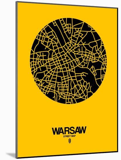 Warsaw Street Map Yellow-NaxArt-Mounted Art Print