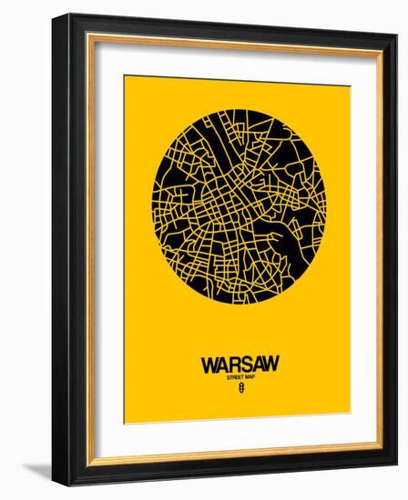 Warsaw Street Map Yellow-NaxArt-Framed Art Print