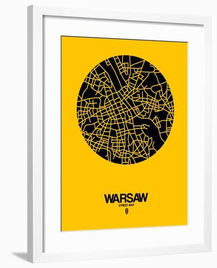Warsaw Street Map Yellow-NaxArt-Framed Art Print