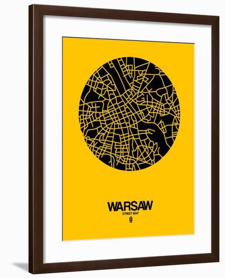 Warsaw Street Map Yellow-NaxArt-Framed Art Print