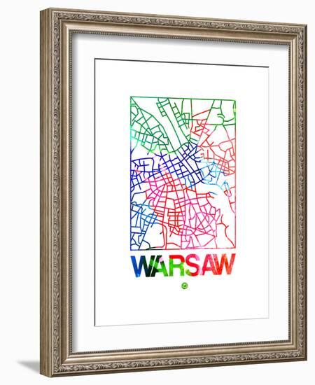 Warsaw Watercolor Street Map-NaxArt-Framed Art Print