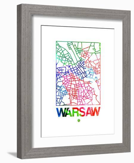 Warsaw Watercolor Street Map-NaxArt-Framed Art Print