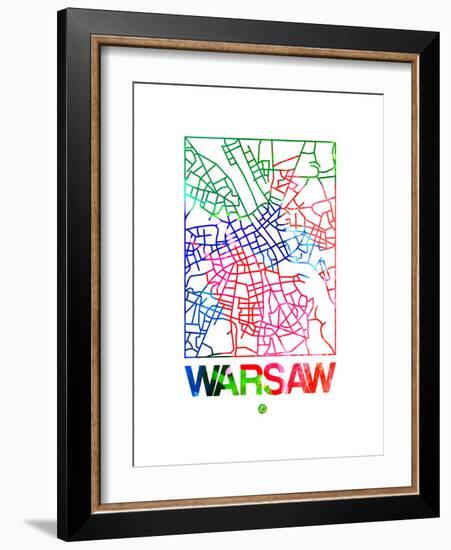 Warsaw Watercolor Street Map-NaxArt-Framed Art Print