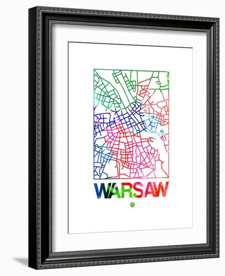 Warsaw Watercolor Street Map-NaxArt-Framed Art Print