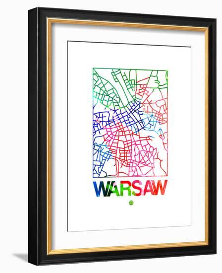 Warsaw Watercolor Street Map-NaxArt-Framed Art Print