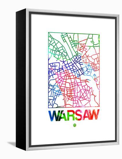 Warsaw Watercolor Street Map-NaxArt-Framed Stretched Canvas