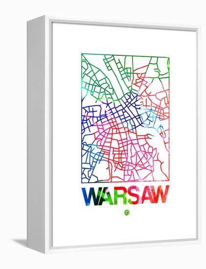 Warsaw Watercolor Street Map-NaxArt-Framed Stretched Canvas