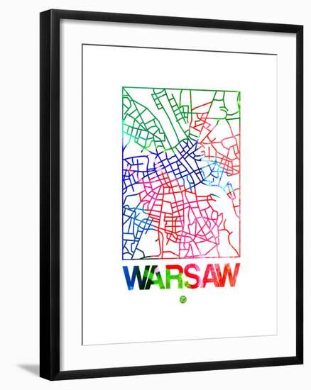 Warsaw Watercolor Street Map-NaxArt-Framed Art Print