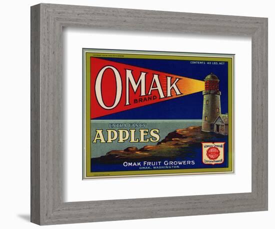 Warshaw Collection of Business Americana Food; Fruit Crate Labels, Omak Fruit Growers-null-Framed Art Print