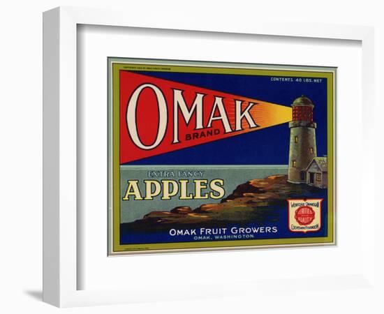 Warshaw Collection of Business Americana Food; Fruit Crate Labels, Omak Fruit Growers-null-Framed Art Print