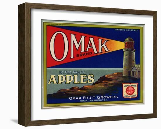 Warshaw Collection of Business Americana Food; Fruit Crate Labels, Omak Fruit Growers-null-Framed Art Print