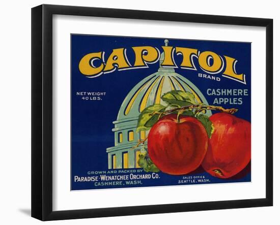 Warshaw Collection of Business Americana Food; Fruit Crate Labels, Paradise-Wenatchee Orchard Co.-null-Framed Art Print