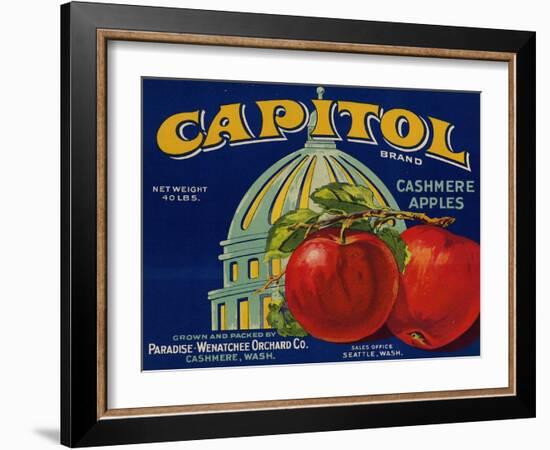 Warshaw Collection of Business Americana Food; Fruit Crate Labels, Paradise-Wenatchee Orchard Co.-null-Framed Art Print