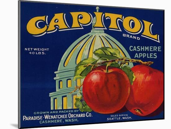 Warshaw Collection of Business Americana Food; Fruit Crate Labels, Paradise-Wenatchee Orchard Co.-null-Mounted Art Print