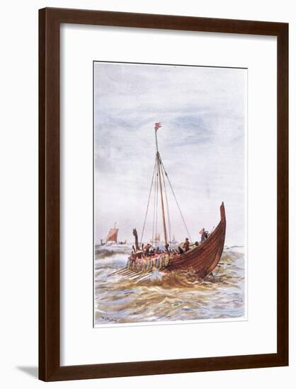 Warship at the Time of King Alfred, 1915-William Lionel Wyllie-Framed Giclee Print