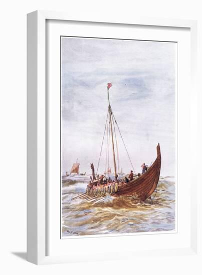 Warship at the Time of King Alfred, 1915-William Lionel Wyllie-Framed Giclee Print