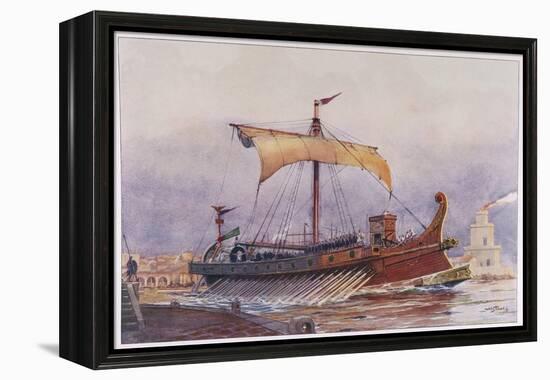 Warship of Imperial Rome is Rowed out of Harbour with Only a Light Sail Hoisted-Albert Sebille-Framed Stretched Canvas