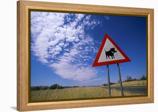 Warthog Crossing Sign-Paul Souders-Framed Premier Image Canvas