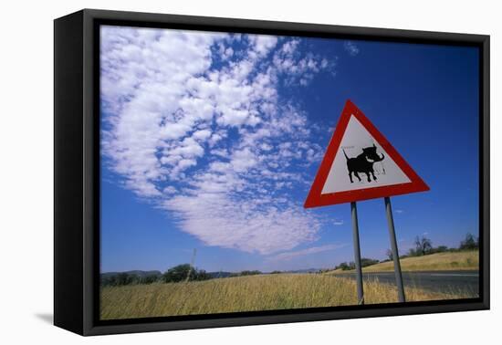 Warthog Crossing Sign-Paul Souders-Framed Premier Image Canvas