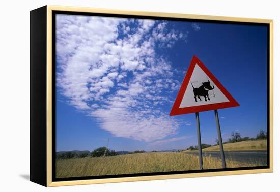 Warthog Crossing Sign-Paul Souders-Framed Premier Image Canvas