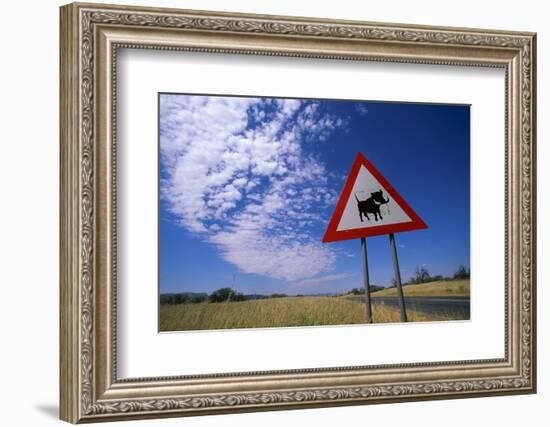 Warthog Crossing Sign-Paul Souders-Framed Photographic Print