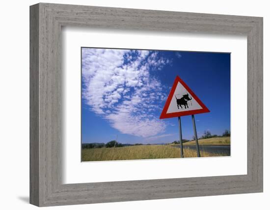 Warthog Crossing Sign-Paul Souders-Framed Photographic Print