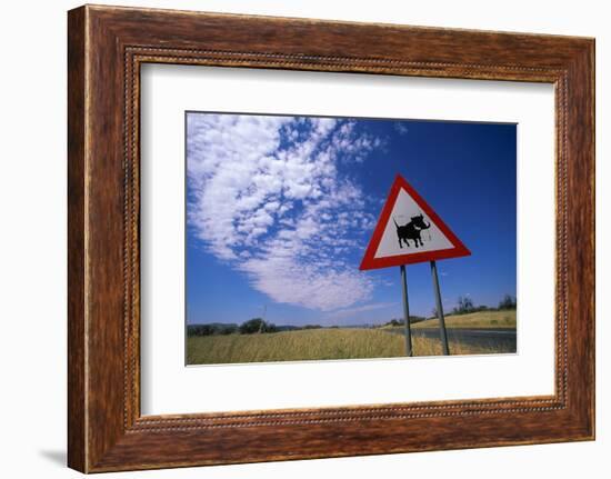 Warthog Crossing Sign-Paul Souders-Framed Photographic Print