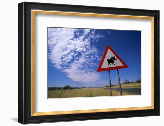 Warthog Crossing Sign-Paul Souders-Framed Photographic Print