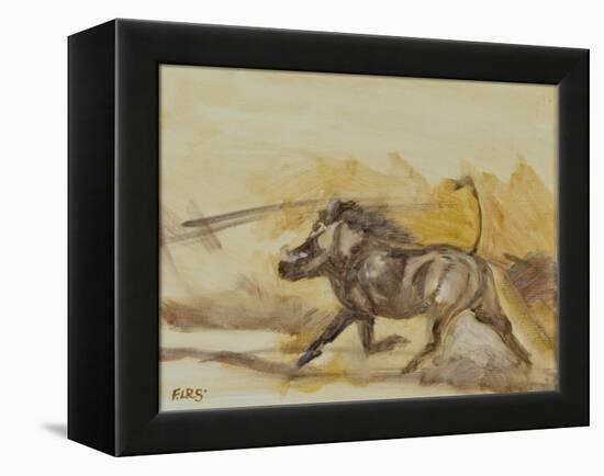 Warthog running, 2014-Francesca Sanders-Framed Premier Image Canvas