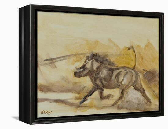 Warthog running, 2014-Francesca Sanders-Framed Premier Image Canvas