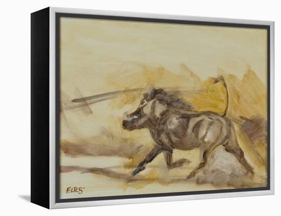 Warthog running, 2014-Francesca Sanders-Framed Premier Image Canvas