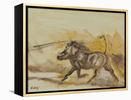 Warthog running, 2014-Francesca Sanders-Framed Premier Image Canvas