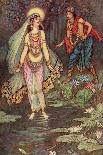 Knight and Maiden at the Bottom of the Sea-Warwick Goble-Art Print