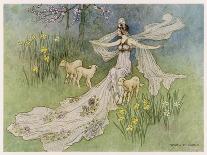 The Fairy Coquette, with Three Wolves Which She Has Just Transformed into Lambs-Warwick Goble-Art Print