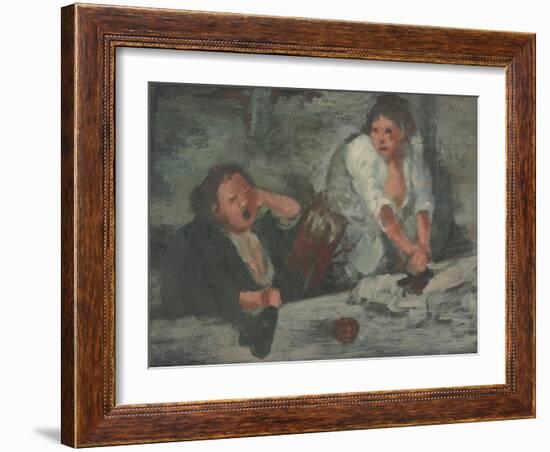 Wash Women (Oil on Panel)-Edgar Degas-Framed Giclee Print