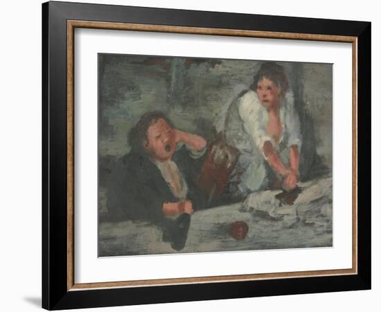 Wash Women (Oil on Panel)-Edgar Degas-Framed Giclee Print