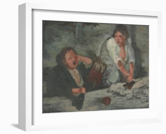 Wash Women (Oil on Panel)-Edgar Degas-Framed Giclee Print