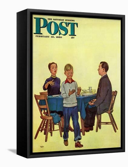 "Wash Your Hands" Saturday Evening Post Cover, February 18, 1950-Jack Welch-Framed Premier Image Canvas