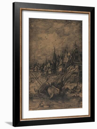 Washed Up Ships, 1864-Rodolphe Bresdin-Framed Giclee Print