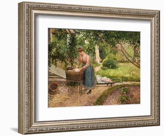Washerwoman at Eragny-Camille Pissarro-Framed Giclee Print