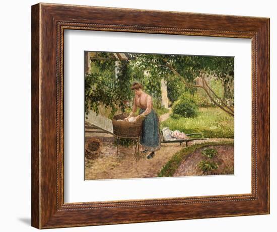 Washerwoman at Eragny-Camille Pissarro-Framed Giclee Print