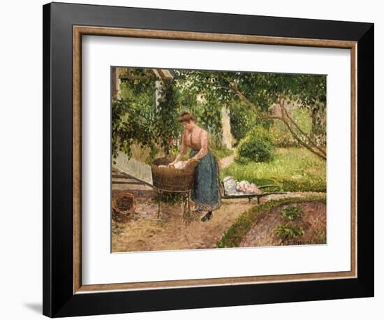 Washerwoman at Eragny-Camille Pissarro-Framed Giclee Print