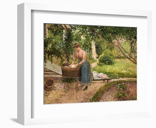 Washerwoman at Eragny-Camille Pissarro-Framed Giclee Print