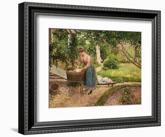 Washerwoman at Eragny-Camille Pissarro-Framed Giclee Print