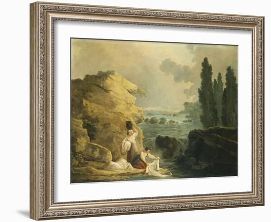 Washerwoman by a Cascade-Herri Met De Bles-Framed Giclee Print