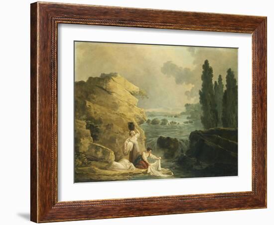 Washerwoman by a Cascade-Herri Met De Bles-Framed Giclee Print