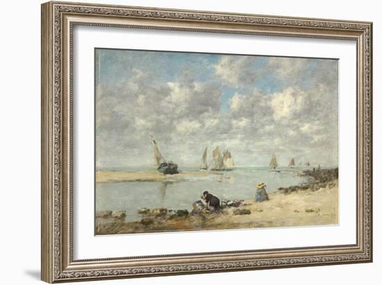 Washerwoman Near Trouville, c.1872-6-Eugene Louis Boudin-Framed Giclee Print