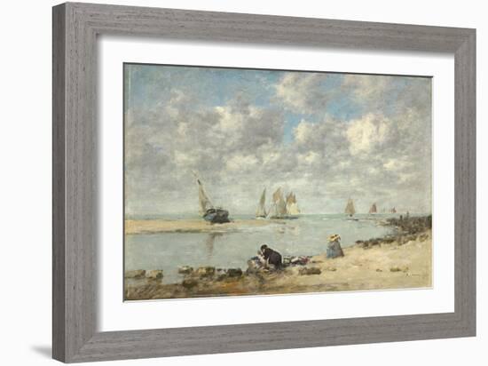 Washerwoman Near Trouville, c.1872-6-Eugene Louis Boudin-Framed Giclee Print