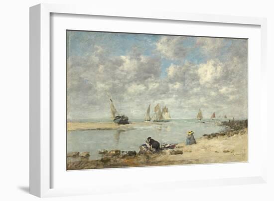 Washerwoman Near Trouville, c.1872-6-Eugene Louis Boudin-Framed Giclee Print